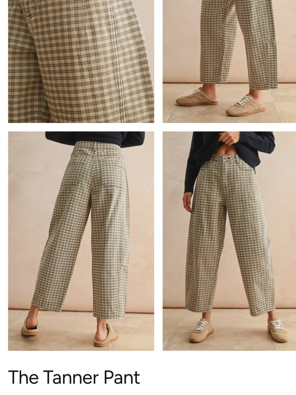 Miou Muse the Tanner pant Beige Plaid Relaxed Trousers - Picture 5 of 7